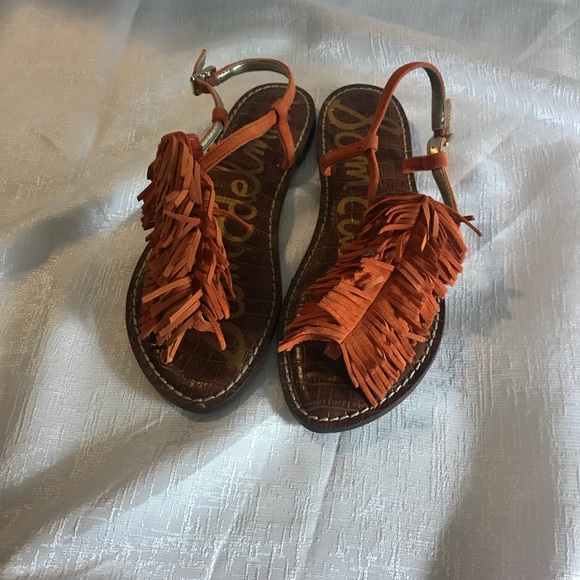 Sam Edelman Orange suede sandals sz 6.5 NBW - Picture 4 of 8
